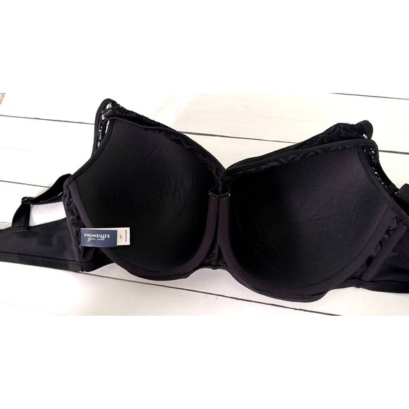 PLUS SIZE 42F NEW Swimsuits For All Bikini Top Black Lace Style Accents - Picture 6 of 10